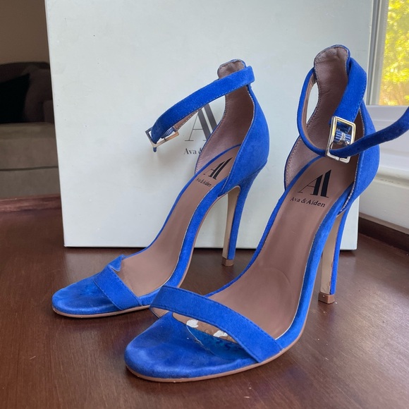 Cobalt blue suede strappy sandals size 6 - Picture 1 of 4